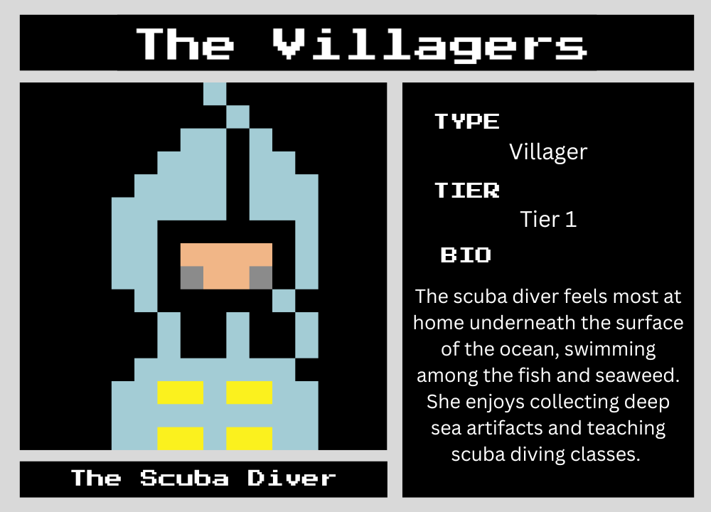 The Scuba Diver biography card